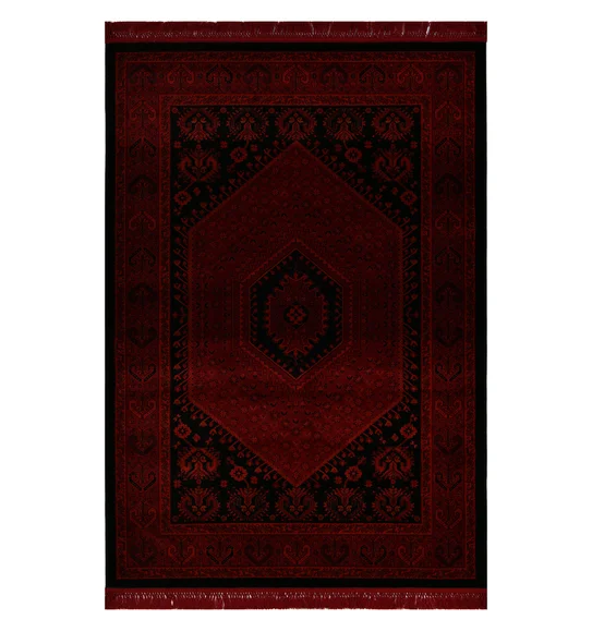 Afghan Classical Machine Made Carpet Red and Black