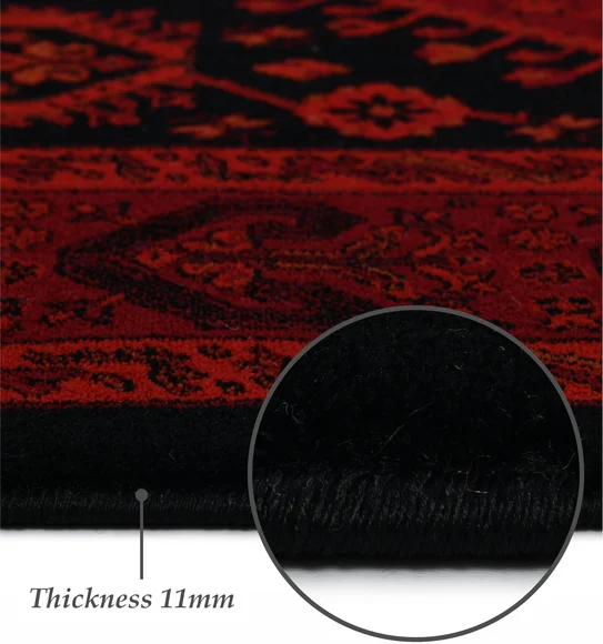 Afghan Classical Machine Made Carpet Red and Black