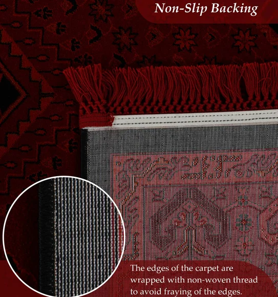 Afghan Classical Machine Made Carpet Red and Black