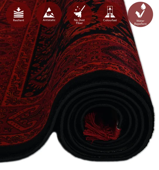 Afghan Classical Machine Made Carpet Red and Black