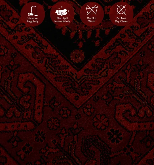 Afghan Classical Machine Made Carpet Red and Black