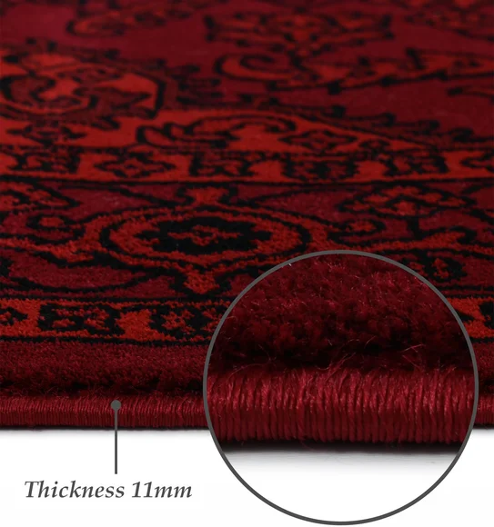 Afghan Classical Machine Made Carpet Black and Red