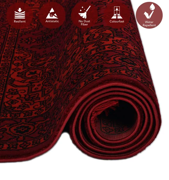 Afghan Classical Machine Made Carpet Black and Red