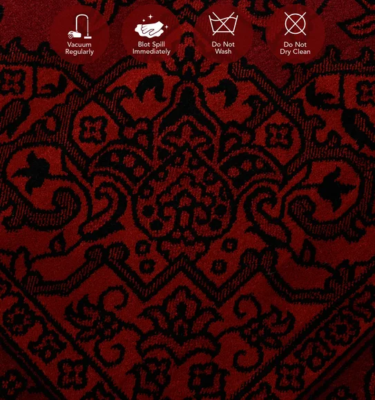 Afghan Classical Machine Made Carpet Black and Red