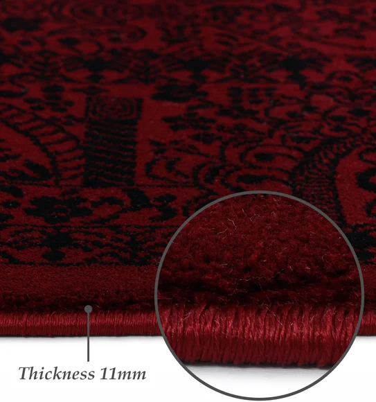 Afghan Classical Machine Made Carpet Black Red