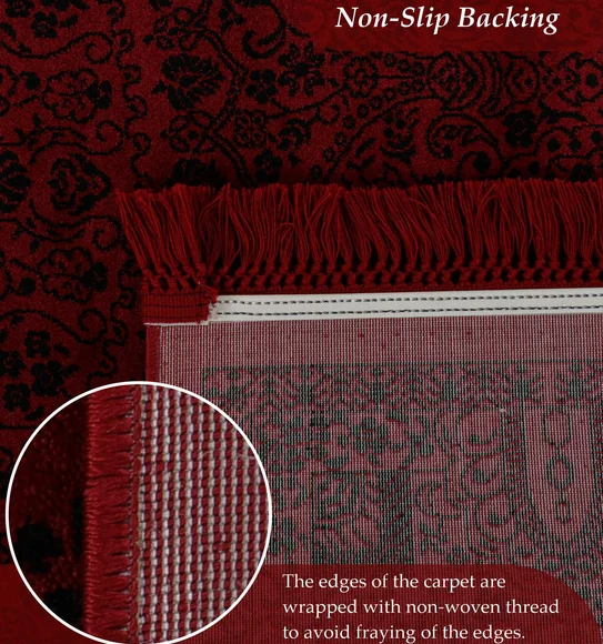 Afghan Classical Machine Made Carpet Black Red