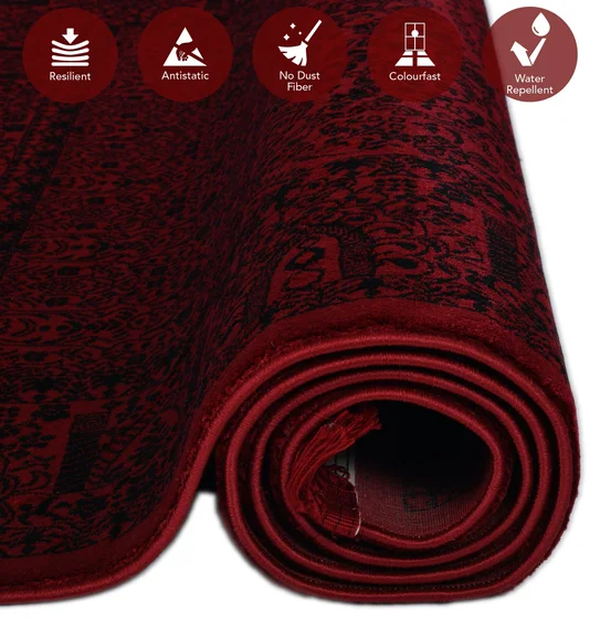 Afghan Classical Machine Made Carpet Black Red