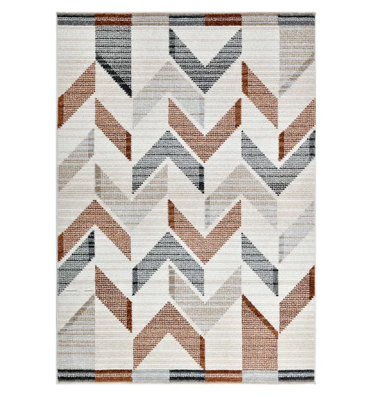 Nepal Abstract Machine Made Carpet Cream and Brown