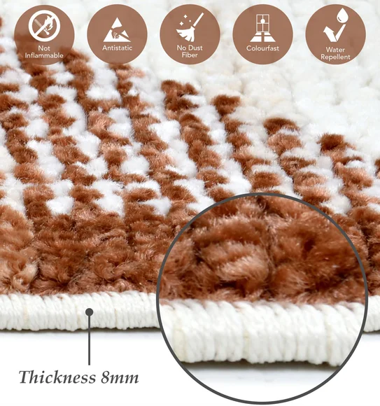 Nepal Abstract Machine Made Carpet Cream and Brown