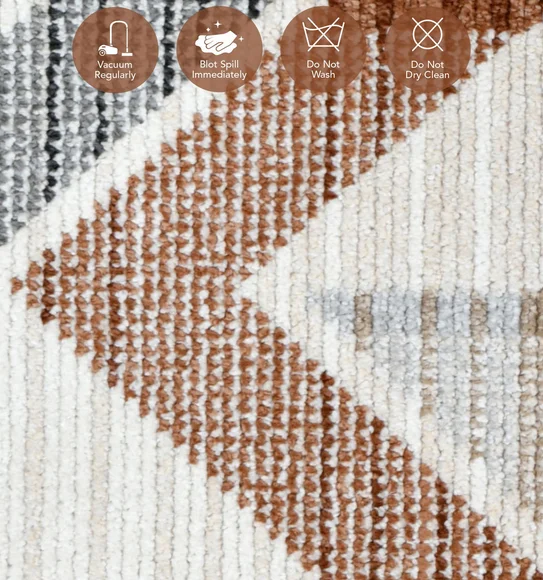 Nepal Abstract Machine Made Carpet Cream and Brown
