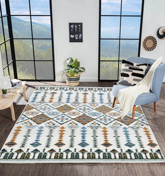 Nepal Neo Classical Machine Made Carpet Cream and Rust