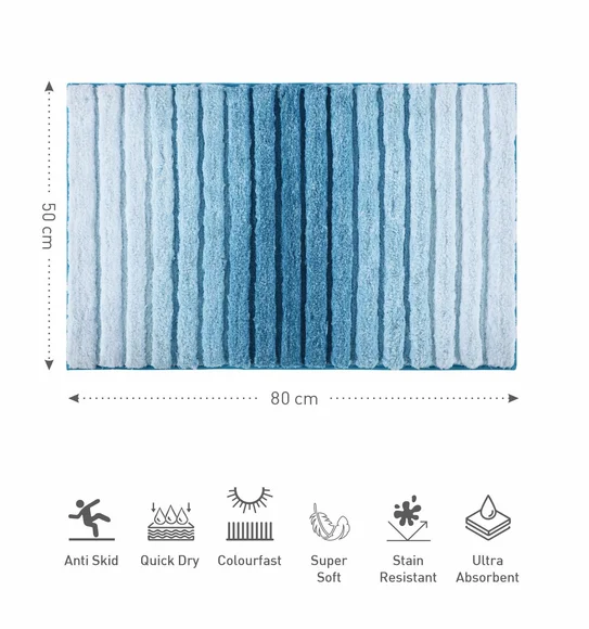 Hermosa Quick Dry Anti Skid Bath Mat Navy