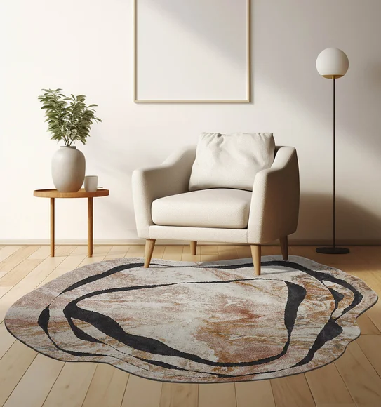 Cyrus Polypropylene Abstract Carpet Yellow and Cream