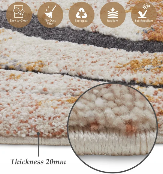 Cyrus Polypropylene Abstract Carpet Yellow and Cream
