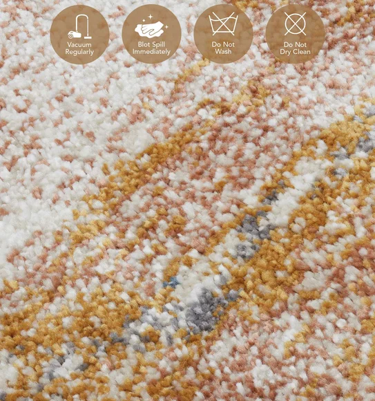 Cyrus Polypropylene Abstract Carpet Yellow and Cream