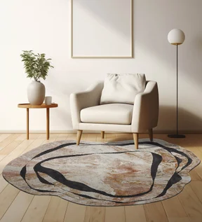 Cyrus Polypropylene Abstract Carpet Yellow and Cream