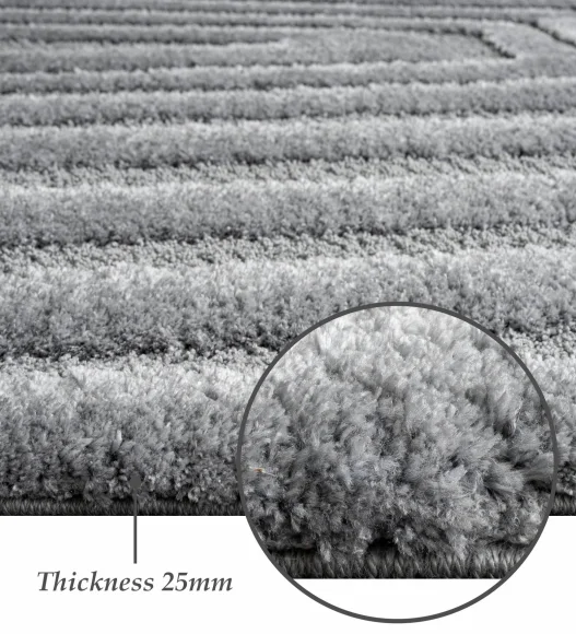 Limba Abstract Machine Made Carpet Grey