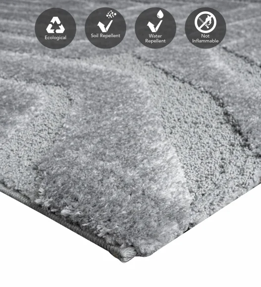 Limba Abstract Machine Made Carpet Grey