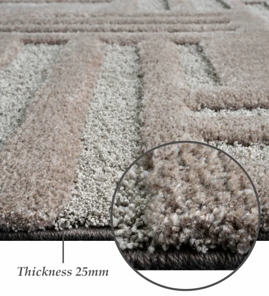 Limba Abstract Machine Made Carpet L.Brown and Grey