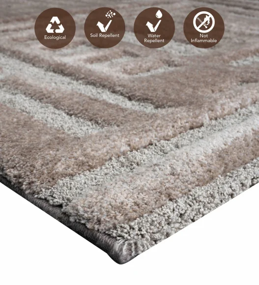 Limba Abstract Machine Made Carpet L.Brown and Grey