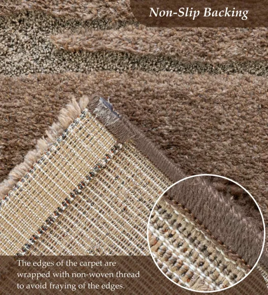 Limba Abstract Machine Made Carpet Brown