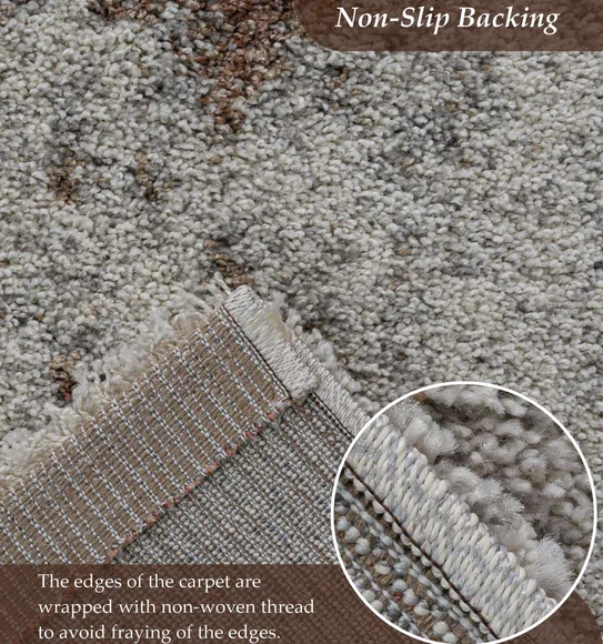 Mehari Polypropylene Shaggy Carpet Rust and Grey