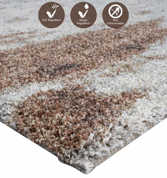 Mehari Polypropylene Shaggy Carpet Rust and Grey