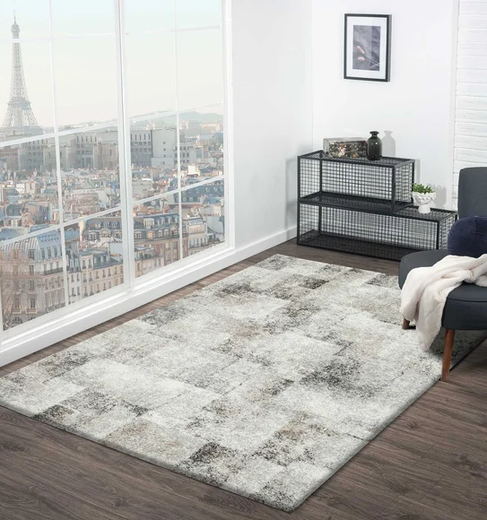 Mehari Polypropylene Shaggy Carpet Cream Grey