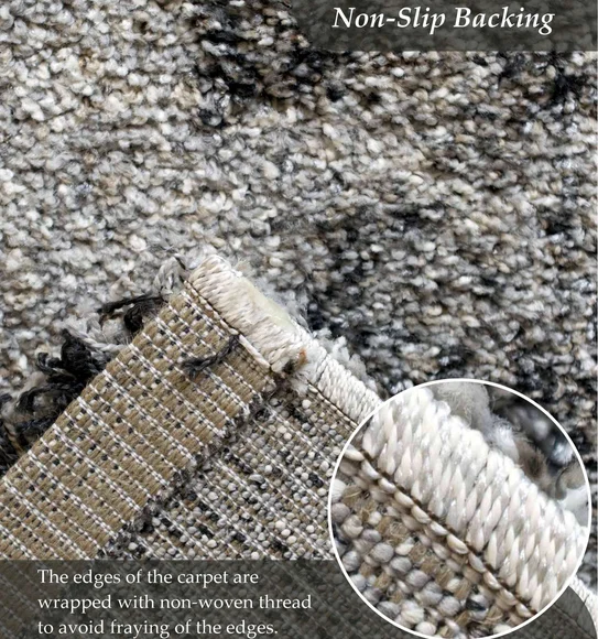 Mehari Polypropylene Shaggy Carpet Cream Grey