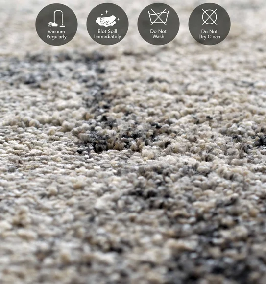 Mehari Polypropylene Shaggy Carpet Cream Grey