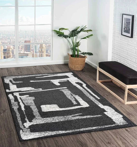 Mehari Polypropylene Shaggy Carpet Charcoal