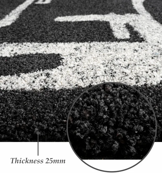 Mehari Polypropylene Shaggy Carpet Charcoal