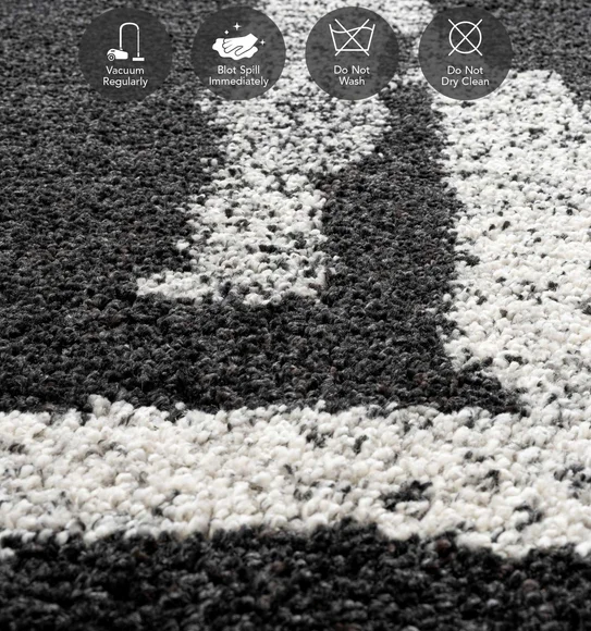 Mehari Polypropylene Shaggy Carpet Charcoal