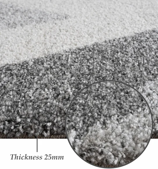 Mehari Polypropylene Shaggy Carpet Grey