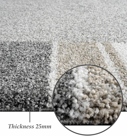Mehari Polypropylene Shaggy Carpet Grey and Beige
