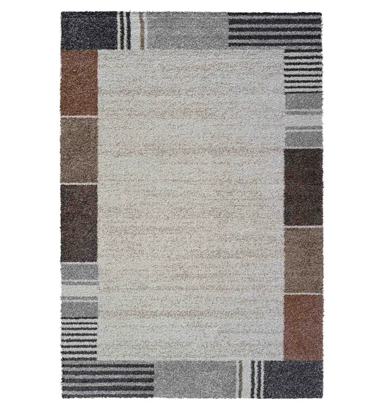 Mehari Polypropylene Shaggy Carpet Grey and Brown