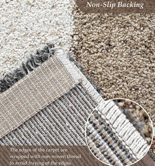 Mehari Polypropylene Shaggy Carpet Grey and Brown