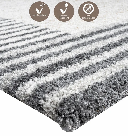 Mehari Polypropylene Shaggy Carpet Grey and Brown