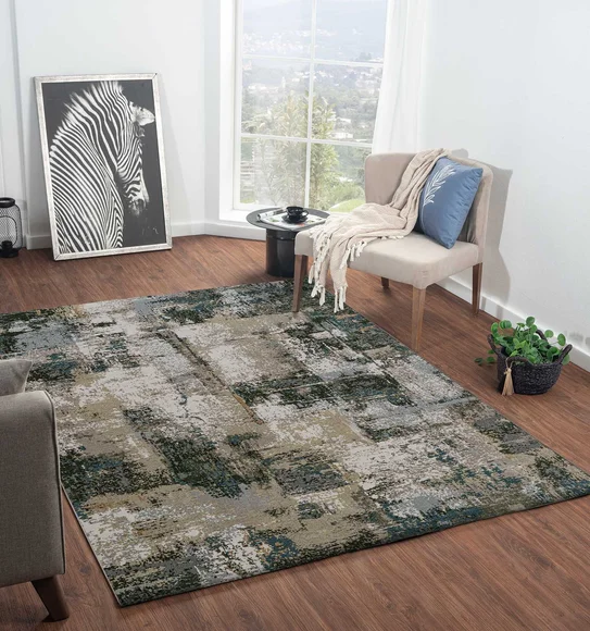 Milano Machine Made Carpet Blue and Olive