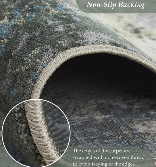 Milano Machine Made Carpet Blue and Olive