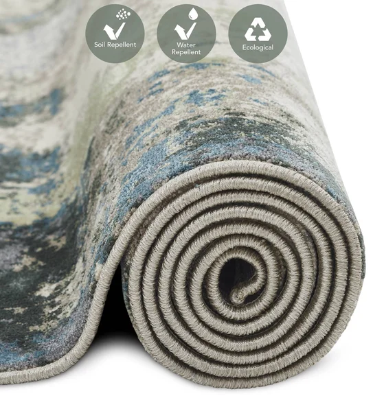 Milano Machine Made Carpet Blue and Olive