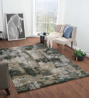 Milano Machine Made Carpet Blue and Olive