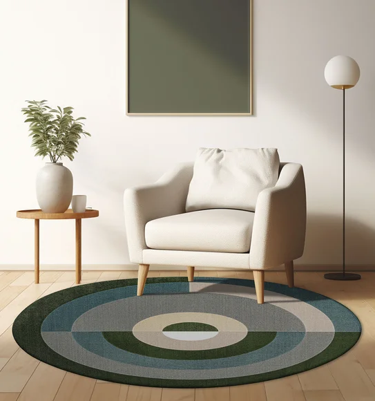 Milano Round Shaped Carpet Green and Blue