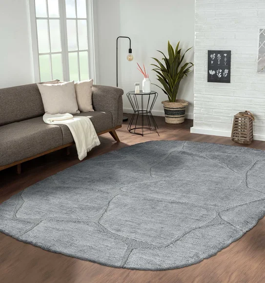 Masai Abstract Shaped Carpet Grey
