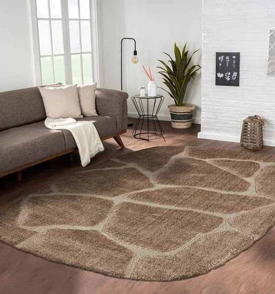 Masai Abstract Shaped Carpet Brown and Cream