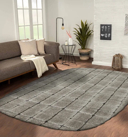 Masai Abstract Shaped Carpet Taupe