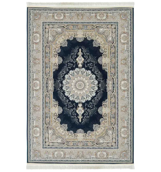 Ahvaz Machine Made Carpet Blue and Cream
