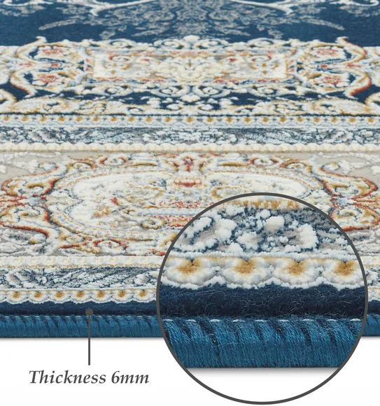 Ahvaz Machine Made Carpet Blue and Cream