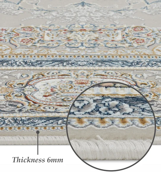 Ahvaz Machine Made Carpet Cream and Blue