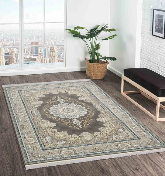 Ahvaz Machine Made Carpet Grey and Cream